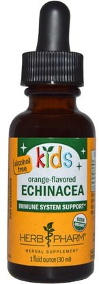 Herb Pharm, Kids Echinacea, Alcohol-Free, Orange-Flavored, 1 fl oz (30 ml) ,المكملات الغذائية، المضادات الحيوية، إشنسا
