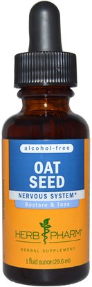 Herb Pharm, Oat Seed, Alcohol-Free, 1 fl oz (29.6 ml) ,الأعشاب، أفينا ساتيفا (الشوفان البري)
