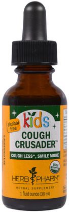 Herb Pharm, Organic Kids Cough Crusader, Alcohol Free, 1 fl oz (30 ml) ,صحة الأطفال، العلاجات العشبية للأطفال