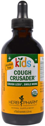 Herb Pharm, Organic Kids Cough Crusader, Alcohol Free, 4 fl oz (120 ml) ,صحة الأطفال، العلاجات العشبية للأطفال