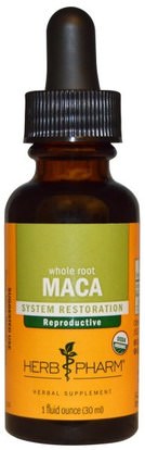Herb Pharm, Organic Whole Root Maca, 1 fl oz (30 ml) ,الصحة، الرجال، الببغاء، المكملات الغذائية، أدابتوغين