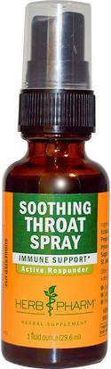 Herb Pharm, Soothing Throat Spray, 1 fl oz (29.6 ml) ,المكملات الغذائية، المضادات الحيوية، إشنسا، الصحة، رذاذ الرعاية الحلق