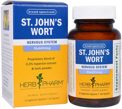 Herb Pharm, St. Johns Wort, 460 mg, 60 Veggie Caps ,الأعشاب، الشارع. جونز، ورت