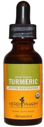 Herb Pharm, Whole Rhizome, Turmeric, 1 fl oz (30 ml) ,المكملات الغذائية، مضادات الأكسدة، الكركمين