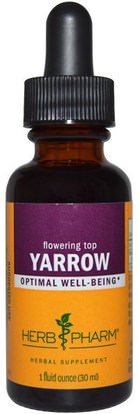 Herb Pharm, Yarrow, Flowering Top, 1 fl oz (30 ml) ,الأعشاب، يارو، أزهر، (أكيلا، ميلفوليوم، ويلهلمسيي)