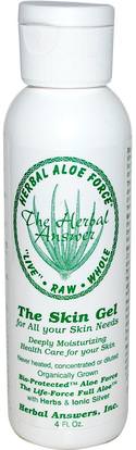 Herbal Answers, Inc, Herbal Aloe Force, The Skin Gel, 4 fl oz ,الجمال، العناية بالوجه، نوع الجلد هيبيربيجمنتاتيون الشمس تلف الجلد