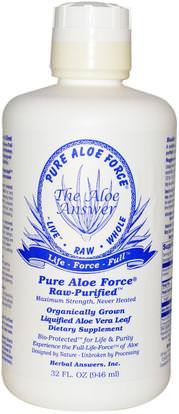 Herbal Answers, Inc, Pure Aloe Force, Liquified Aloe Vera Leaf, 32 fl oz (946 ml) ,المكملات الغذائية، الألوة فيرا، سائل الألوة فيرا