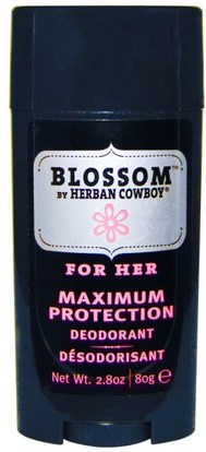 Herban Cowboy, Blossom, Maximum Protection Deodorant, For Her, 2.8 oz (80 g) ,حمام، الجمال، مزيل العرق المرأة، مزيل العرق