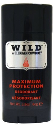 Herban Cowboy, Maximum Protection Deodorant, Wild, 2.8 oz (80 g) ,حمام، الجمال، مزيل العرق