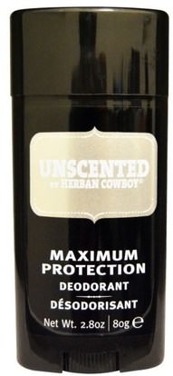 Herban Cowboy, Unscented, Deodorant, 2.8 oz (80 g) ,حمام، الجمال، مزيل العرق