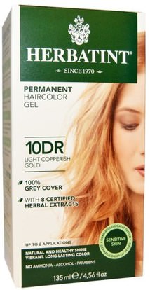Herbatint, Permanent Haircolor Gel, 10DR, Light Copperish Gold, 4.56 fl oz (135 ml) ,Herb-sa