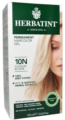 Herbatint, Permanent Haircolor Gel, 10N Platinum Blonde, 4.56 fl oz (135 ml) ,Herb-sa
