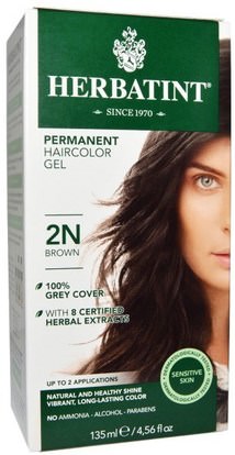 Herbatint, Permanent Haircolor Gel, 2N, Brown, 4.56 fl oz (135 ml) ,Herb-sa