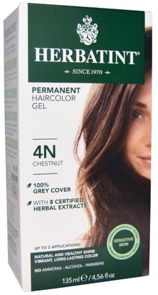 Herbatint, Permanent Haircolor Gel, 4N, Chestnut, 4.56 fl oz (135 ml) ,Herb-sa