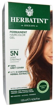 Herbatint, Permanent Haircolor Gel, 5N, Light Chestnut, 4.56 fl oz (135 ml) ,حمام، الجمال، الشعر، فروة الرأس، لون الشعر