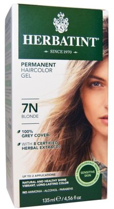 Herbatint, Permanent Haircolor Gel, 7N Blonde, 4.56 fl oz (135 ml) ,حمام، الجمال، الشعر، فروة الرأس، لون الشعر