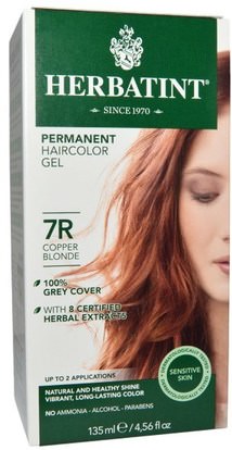 Herbatint, Permanent Haircolor Gel, 7R, Copper Blonde, 4.56 fl oz (135 ml) ,Herb-sa
