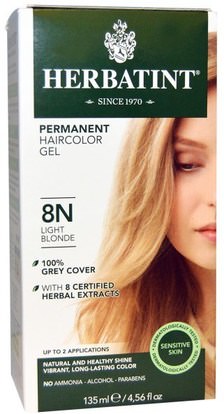 Herbatint, Permanent Haircolor Gel, 8N, Light Blonde, 4.56 fl oz (135 ml) ,Herb-sa