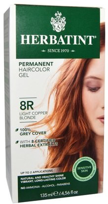 Herbatint, Permanent Haircolor Gel, 8R, Light Copper Blonde, 4.56 fl oz (135 ml) ,Herb-sa