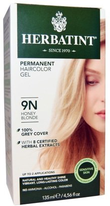 Herbatint, Permanent Haircolor Gel, 9N, Honey Blonde, 4.56 fl oz (135 ml) ,Herb-sa