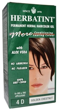 Herbatint, Permanent Herbal Haircolor Gel, 4D Golden Chestnut, 4.56 fl oz (135 ml) ,Herb-sa
