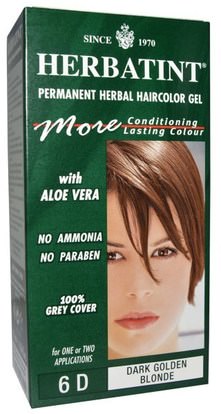 Herbatint, Permanent Herbal Haircolor Gel, 6D, Dark Golden Blonde, 4.56 fl oz (135 ml) ,Herb-sa