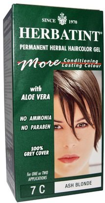 Herbatint, Permanent Herbal Haircolor Gel, 7C, Ash Blonde, 4.56 fl oz (135 ml) ,هرباتينت الرماد