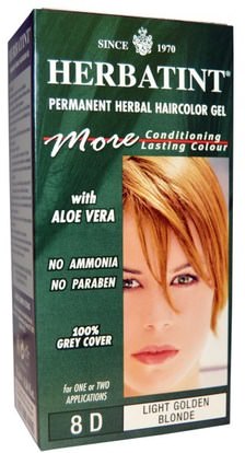 Herbatint, Permanent Herbal Haircolor Gel, 8D, Light Golden Blonde, 4.56 fl oz (135 ml) ,Herb-sa