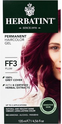 Herbatint, Permanent Herbal Haircolor Gel, FF 3, Plum, 4.56 fl oz (135 ml) ,هيرباتينت أزياء فلاش