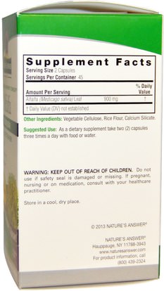 الأعشاب، البرسيم Natures Answer, Alfalfa, Full Spectrum Herb, 900 mg, 90 Vegetarian Capsules