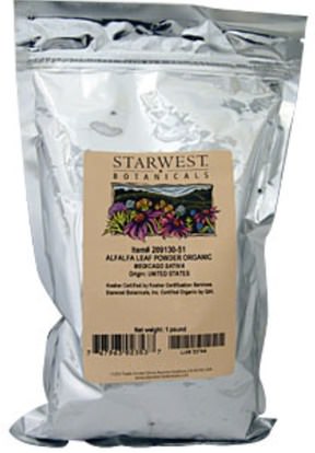 الأعشاب، البرسيم Starwest Botanicals, Alfalfa Leaf Powder, Organic, 1 lb (453.6 g)