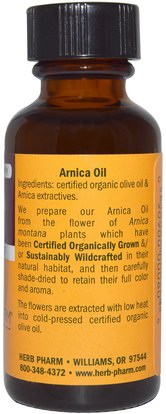 الأعشاب، أرنيكا، مونتانا Herb Pharm, Arnica Oil, 1 fl oz (30 ml)