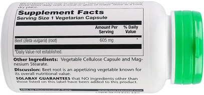 الأعشاب، الجذر مسحوق البنجر Solaray, Beet Root, 605 mg, 100 Veggie Caps