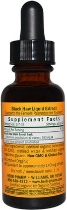 الأعشاب، الأسود، هاو Herb Pharm, Black Haw, 1 fl oz (30 ml)