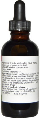 الأعشاب، الجوز الأسود Eclectic Institute, Black Walnut, 2 fl oz (60 ml)