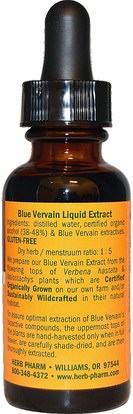 الأعشاب، الأزرق، فيرفين Herb Pharm, Blue Vervain, 1 fl oz (29.6 ml)