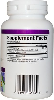 الأعشاب، العنبية Natural Factors, BlueRich, Super Strength, Blueberry Concentrate, 500 mg, 90 Softgels