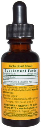 الأعشاب، بوتشو Herb Pharm, Buchu, Whole Leaf, 1 fl oz (30 ml)