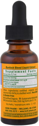 الأعشاب، الجذر الأرقطيون Herb Pharm, Burdock Blend, 1 fl oz (30 ml)