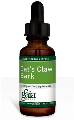 الأعشاب، القطط، مخلب، (وا، دي، غاتو) Gaia Herbs, Cats Claw Bark, 1 fl oz (30 ml)