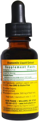 الأعشاب، البابونج Herb Pharm, Organic Chamomile, 1 fl oz (30 ml)