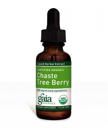 الأعشاب، التوت العفريت Gaia Herbs, Certified Organic, Chaste Tree Berry, 1 fl oz (30 ml)