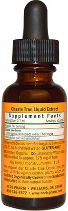 الأعشاب، التوت العفريت Herb Pharm, Chaste Tree, 1 fl oz (30 ml)