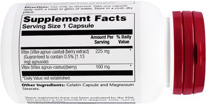 الأعشاب، التوت العفريت Solaray, Vitex, Chaste Berry Extract, 225 mg, 60 Easy-To-Swallow Capsules