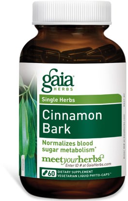 الأعشاب، القرفة استخراج Gaia Herbs, Cinnamon Bark, 60 Vegetarian Liquid Phyto-Caps