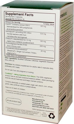 الأعشاب، التوت البري FutureBiotics, CranBiotic, Sugar-Free Cranberry + Probiotic, 60 Veggie Caps