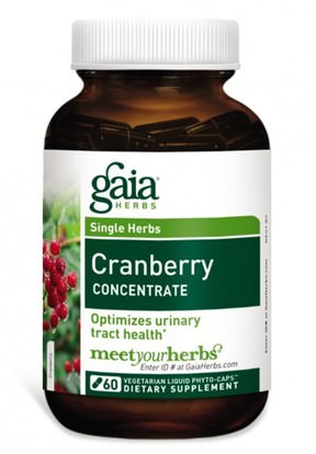 الأعشاب، التوت البري Gaia Herbs, Cranberry Concentrate, 60 Vegetarian Liquid Phyto-Caps