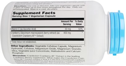 الأعشاب، التوت البري Solaray, CranActin, Cranberry AF Extract, 180 Vegetarian Capsules