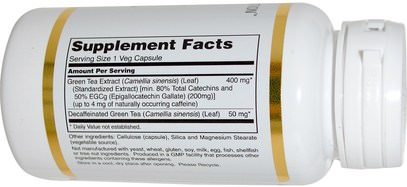 الأعشاب، إغغ California Gold Nutrition, CGN, EGCg, Green Tea Extract, 400 mg, 60 Veggie Caps