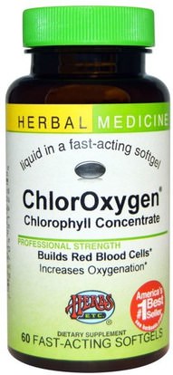 Herbs Etc., ChlorOxygen, Chlorophyll Concentrate, 60 Fast-Acting Softgels ,المكملات الغذائية، الكلوروفيل، الصحة
